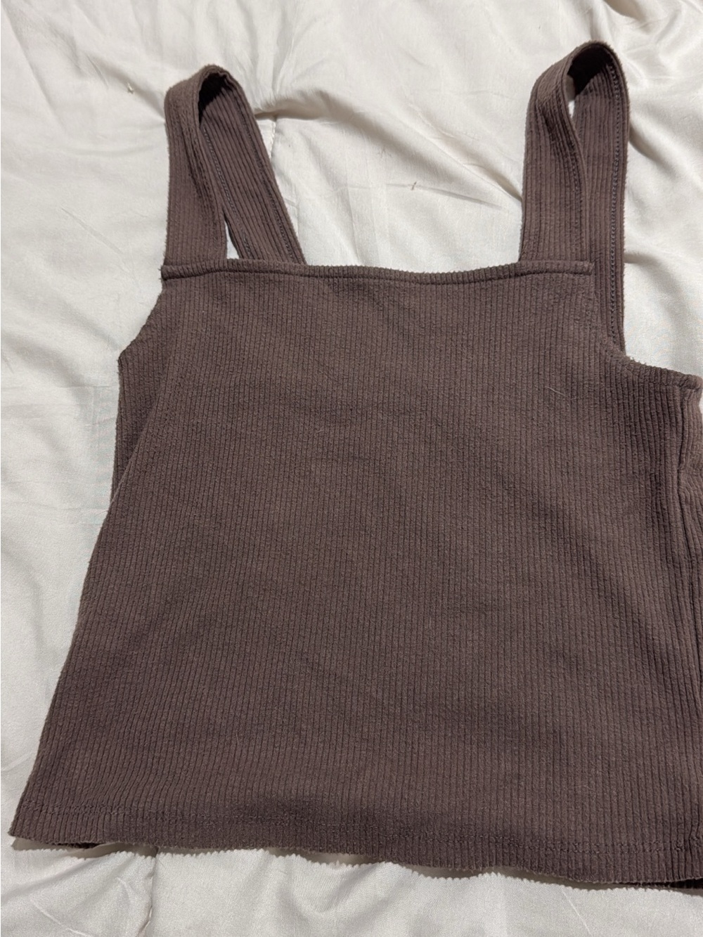 American Eagle Outfitters Brown Ribbed Square Neck Tank